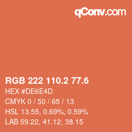 カラーコード: RGB 222 110.2 77.6 | qconv.com