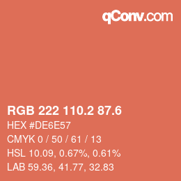 カラーコード: RGB 222 110.2 87.6 | qconv.com