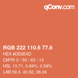 カラーコード: RGB 222 110.6 77.6 | qconv.com