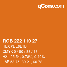 カラーコード: RGB 222 110 27 | qconv.com