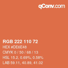 Color code: RGB 222 110 72 | qconv.com