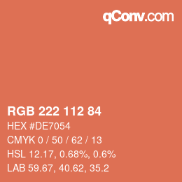 颜色代码: RGB 222 112 84 | qconv.com