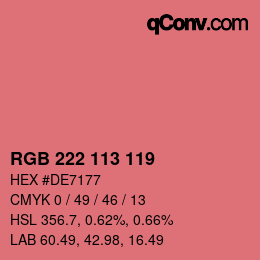 Color code: RGB 222 113 119 | qconv.com