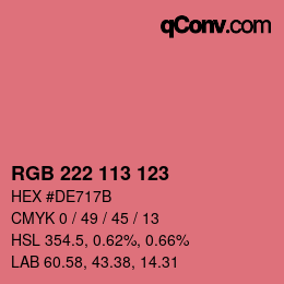 Color code: RGB 222 113 123 | qconv.com