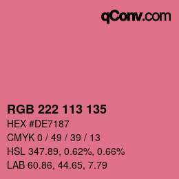 Color code: RGB 222 113 135 | qconv.com