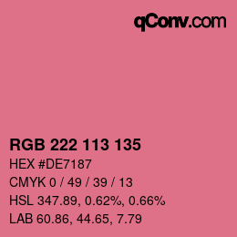 Código de color: RGB 222 113 135 | qconv.com