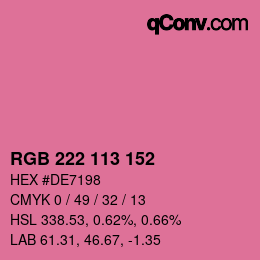 Color code: RGB 222 113 152 | qconv.com