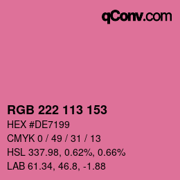 Color code: RGB 222 113 153 | qconv.com