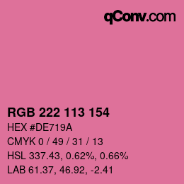 Color code: RGB 222 113 154 | qconv.com