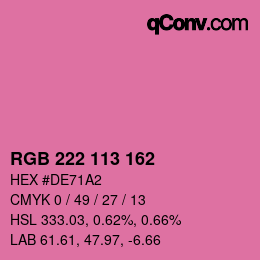 Color code: RGB 222 113 162 | qconv.com