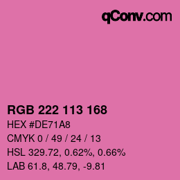 Color code: RGB 222 113 168 | qconv.com