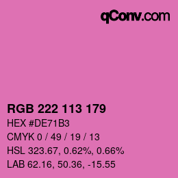 Color code: RGB 222 113 179 | qconv.com