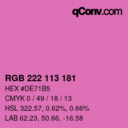 Color code: RGB 222 113 181 | qconv.com