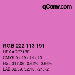 Color code: RGB 222 113 191 | qconv.com