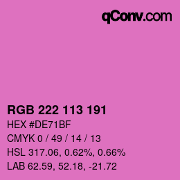 Code couleur: RGB 222 113 191 | qconv.com