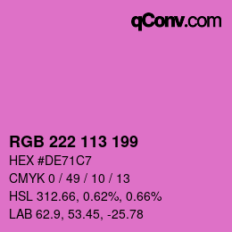 Color code: RGB 222 113 199 | qconv.com