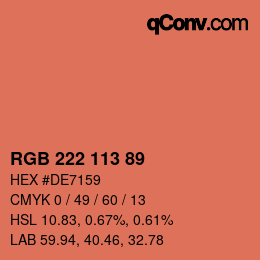 颜色代码: RGB 222 113 89 | qconv.com