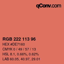 Color code: RGB 222 113 96 | qconv.com