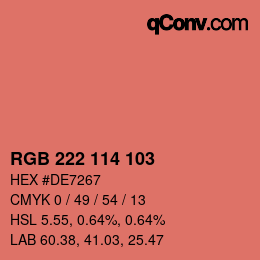 Color code: RGB 222 114 103 | qconv.com