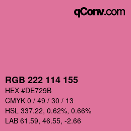 颜色代码: RGB 222 114 155 | qconv.com