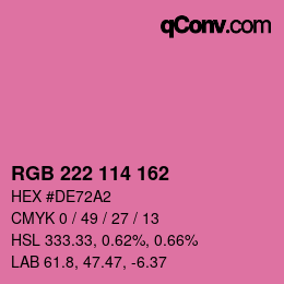 Color code: RGB 222 114 162 | qconv.com