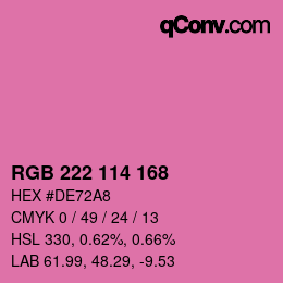 Color code: RGB 222 114 168 | qconv.com