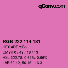 Color code: RGB 222 114 181 | qconv.com