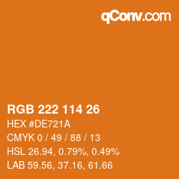 Color code: RGB 222 114 26 | qconv.com