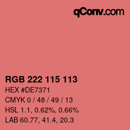 Color code: RGB 222 115 113 | qconv.com
