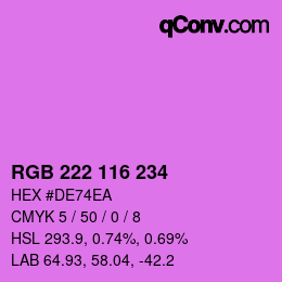 Color code: RGB 222 116 234 | qconv.com
