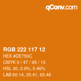 Color code: RGB 222 117 12 | qconv.com
