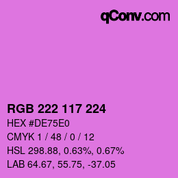 Color code: RGB 222 117 224 | qconv.com