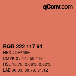 Color code: RGB 222 117 94 | qconv.com