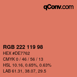 Farbcode: RGB 222 119 98 | qconv.com