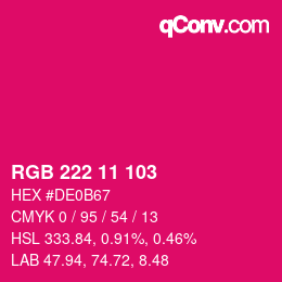Color code: RGB 222 11 103 | qconv.com