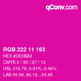 Color code: RGB 222 11 163 | qconv.com