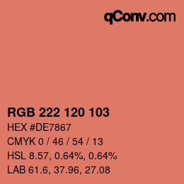 Code couleur: RGB 222 120 103 | qconv.com