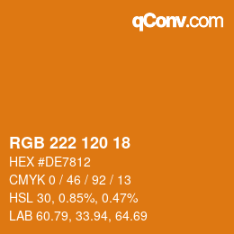 Color code: RGB 222 120 18 | qconv.com