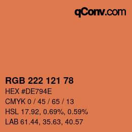カラーコード: RGB 222 121 78 | qconv.com