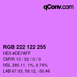 Farbcode: RGB 222 122 255 | qconv.com