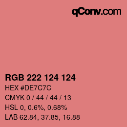 カラーコード: RGB 222 124 124 | qconv.com