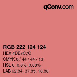 カラーコード: RGB 222 124 124 | qconv.com