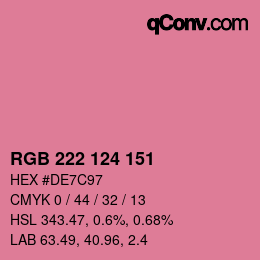 颜色代码: RGB 222 124 151 | qconv.com