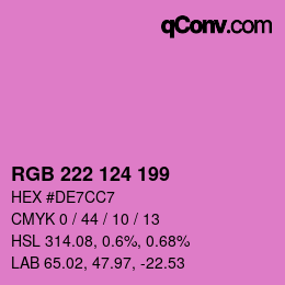 カラーコード: RGB 222 124 199 | qconv.com