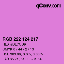 Color code: RGB 222 124 217 | qconv.com