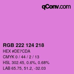 颜色代码: RGB 222 124 218 | qconv.com