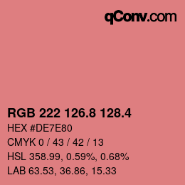 カラーコード: RGB 222 126.8 128.4 | qconv.com
