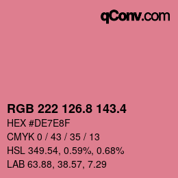 カラーコード: RGB 222 126.8 143.4 | qconv.com