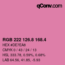 カラーコード: RGB 222 126.8 168.4 | qconv.com