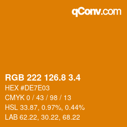 カラーコード: RGB 222 126.8 3.4 | qconv.com